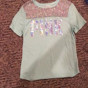 Glitter appliqué pink tee